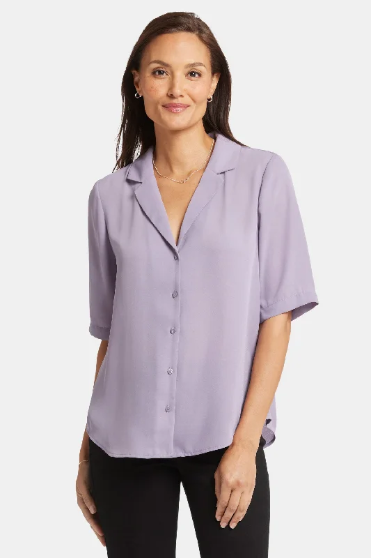 V-Neck Short Sleeve TopsGabrielle Short Sleeved Blouse - Arctic Dusk