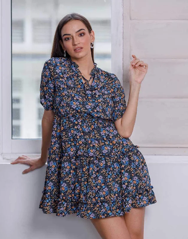 Floral Frill Detail Dress (New Size Guide Style)