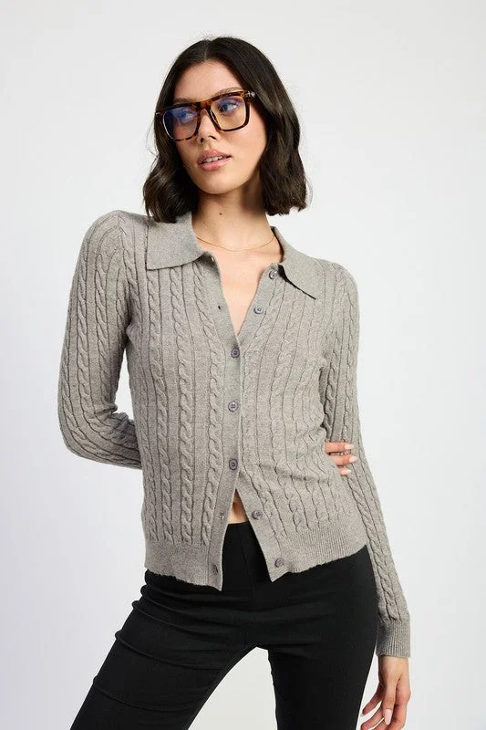 Fleece cardiganCABLE KNIT CARDIGAN TOP