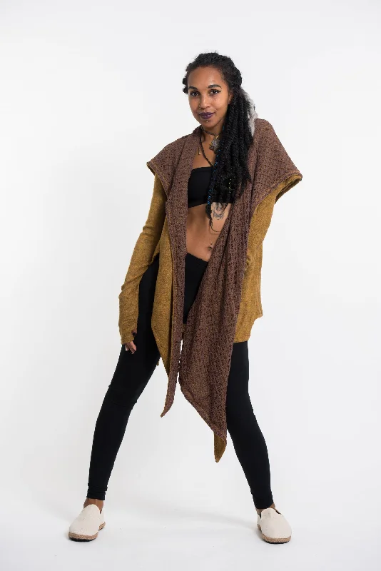 Luxury cardiganHoodie Shawl Cardigan in Mustard