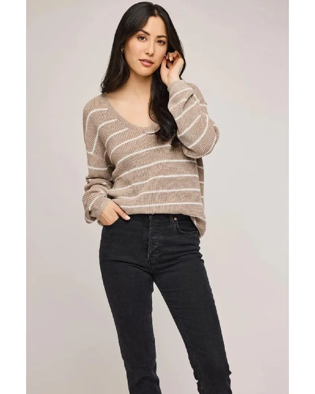 Tucker Sweater Heather Cashew StripeMetallic Knit Tops