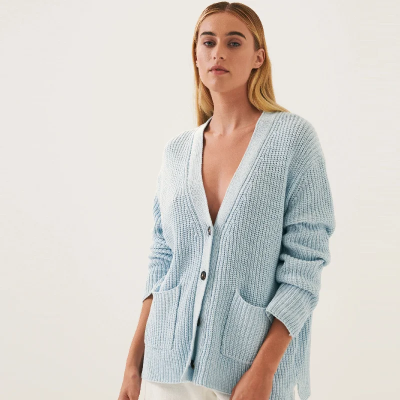 Designer cardiganNeela Cotton Patch Pocket Cardigan (Clear Water)