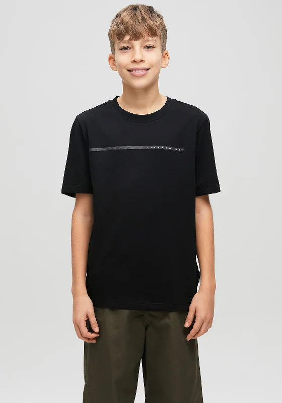 Velvet Short Sleeve TopsJack & Jones Boys Fusion Full Branding Short Sleeve Tee, Black