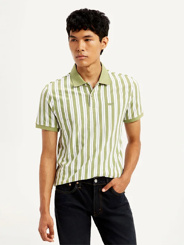 Men's Striped Slim Fit Polo T-ShirtOrganic polo shirt