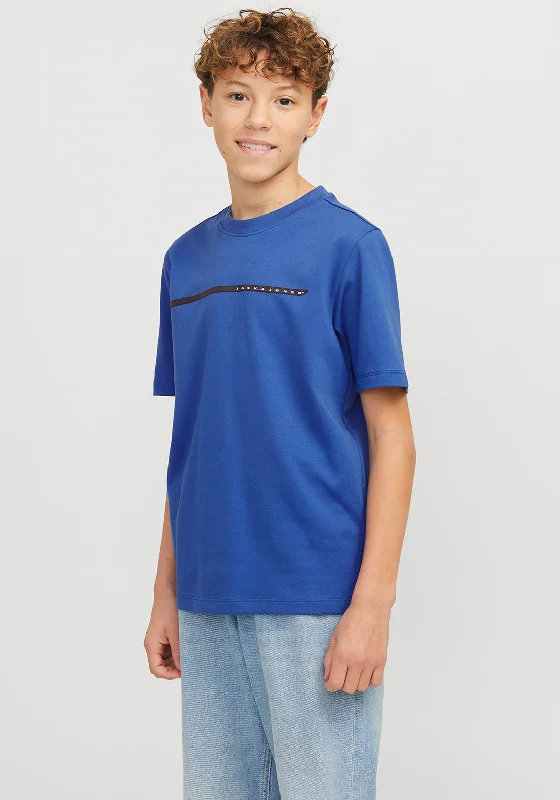 Sheer Short Sleeve TopsJack & Jones Boys Fusion Full Branding Short Sleeve Tee, Beaucoup Blue