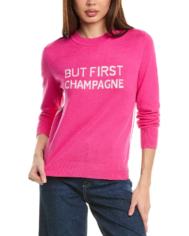 Hannah Rose Let's Toast Cashmere-Blend SweaterRunning Knit Tops