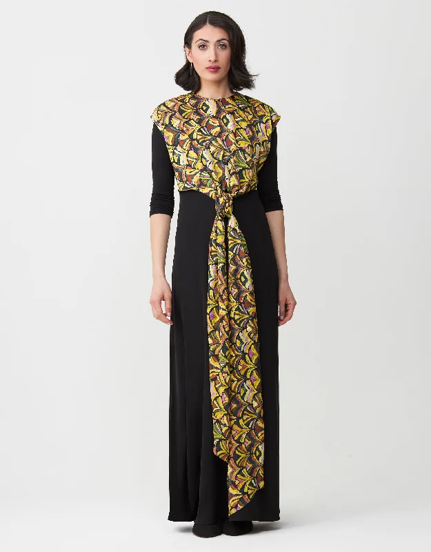 Maxi Dress Shabbos Robe with Print Multi Option Obi Tie Overlay