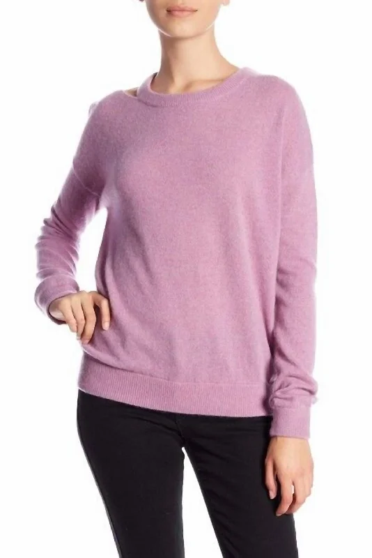 Cut It Out Cashmere Long Sleeve Sweater In Orchid PinkLayered Knit Tops