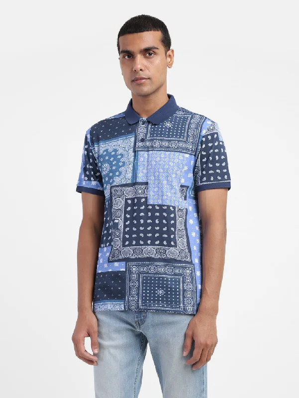 Men's Ethnic Motifs Polo T-shirt BlueBridal polo shirt