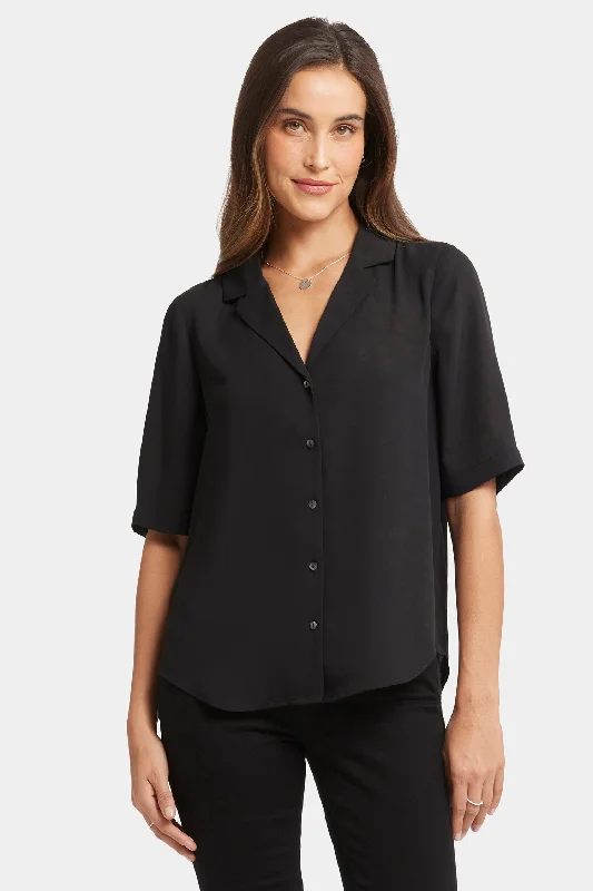 Longline Short Sleeve TopsGabrielle Short Sleeved Blouse - Black