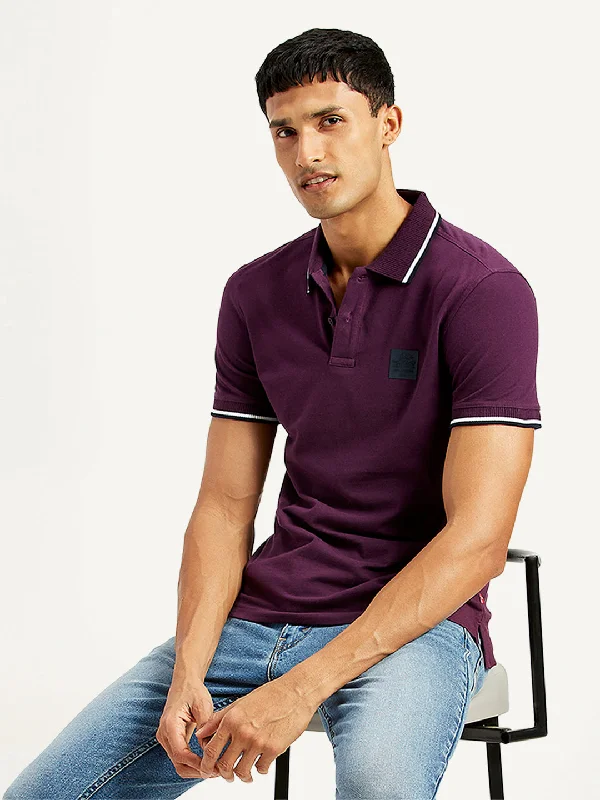 Men's Solid Slim Fit Polo T-shirtMinimalist polo shirt