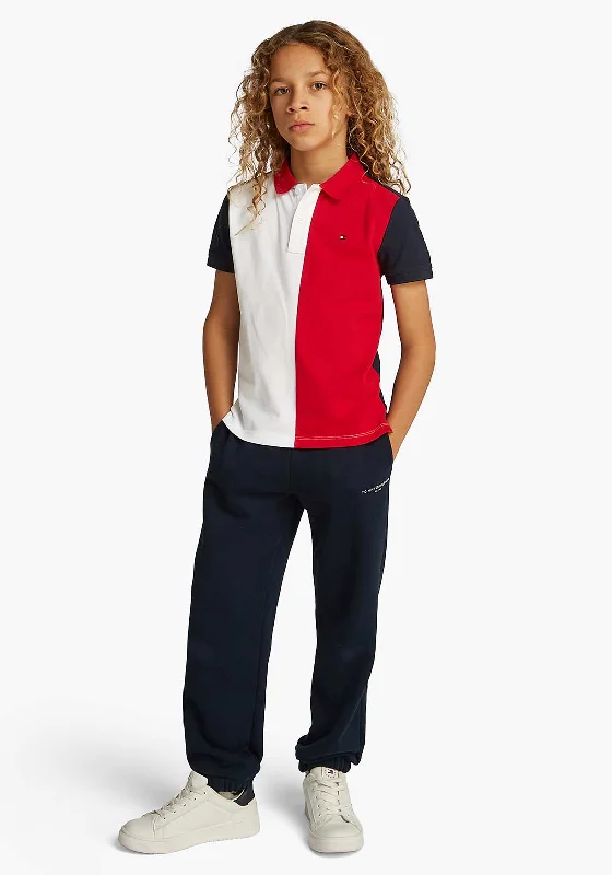 Distressed Short Sleeve TopsTommy Hilfiger Boys Colour Block Short Sleeve Polo, Navy