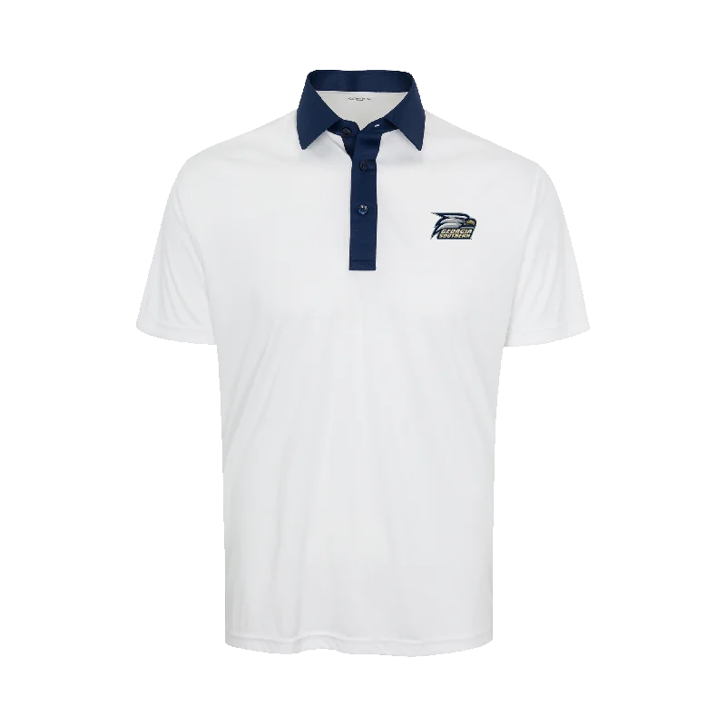 Georgia Southern Semi-Spread Collar Polo Austin White with Navy AccentHandmade polo shirt