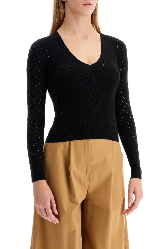 Max Mara Knitted Sweater With Perforated Details 'Fleece Knit Tops