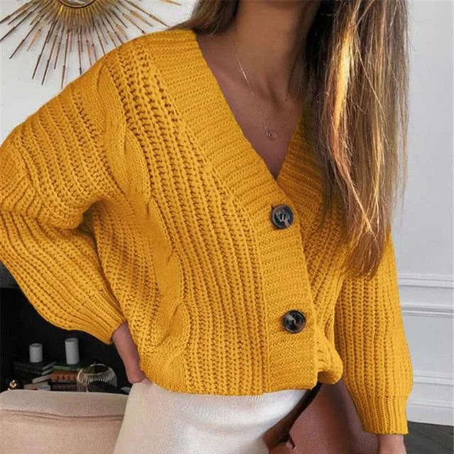 Thermal cardiganGorgeous Women Short Cardigan - Knitted Sweater - Autumn Winter Long Sleeve V neck Jumper (D20)(TP4)(TB8C)(BCD2)