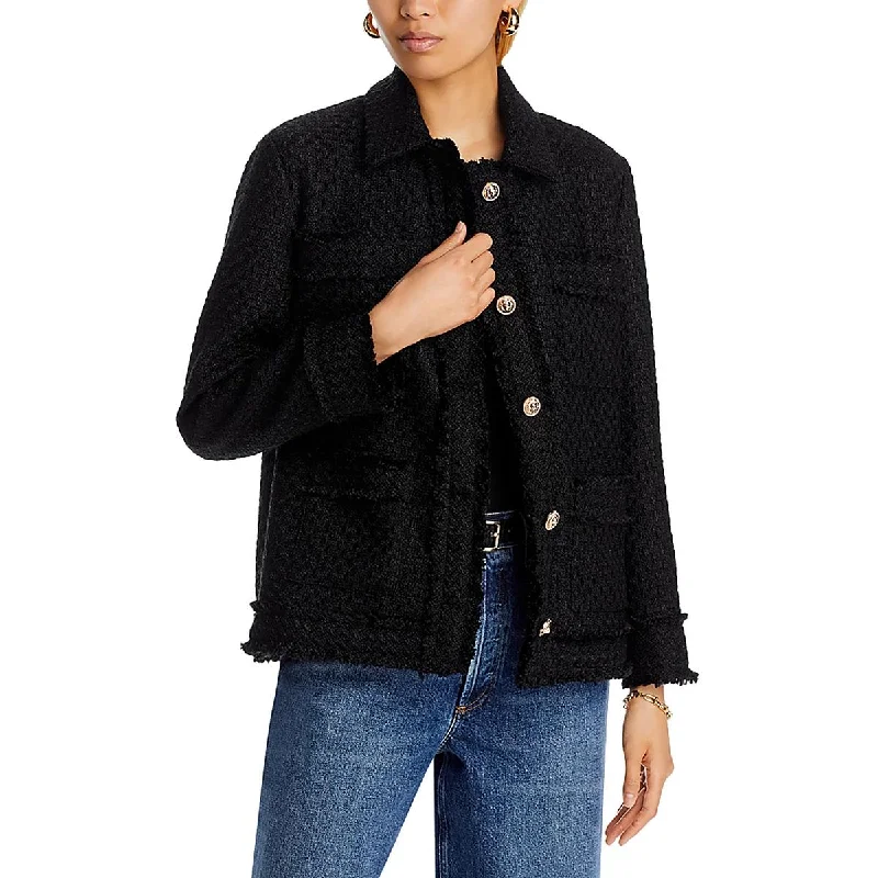 Aqua Womens Tweed Collar Shirt JacketBranded Jackets