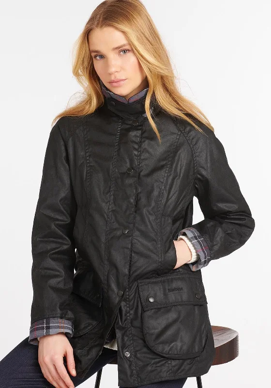 Barbour Womens Beadnell Waxed Jacket, BlackFleece Jackets