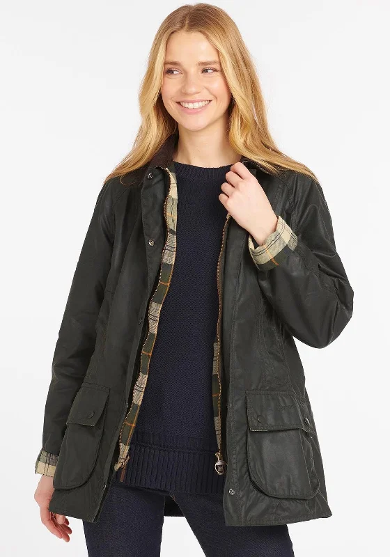 Barbour Womens Beadnell Waxed Jacket, SageTrack Jackets