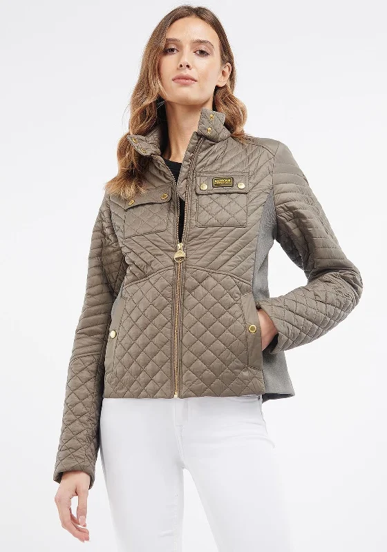 Barbour International Womens Morgan Quilted Jacket, Harley GreenRibbed Cuff Jackets