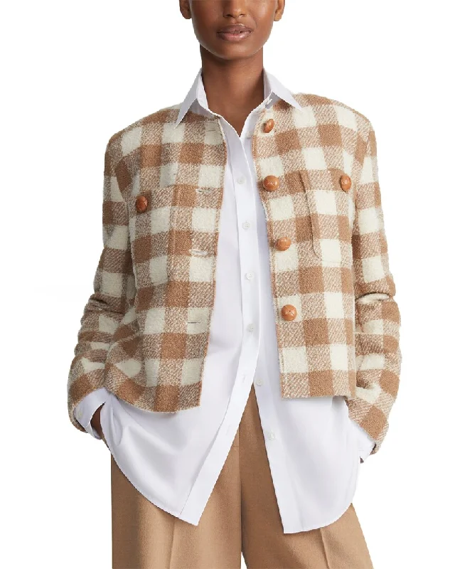 Lafayette 148 New York Collarless Patch Pocket Wool-Blend JacketFlannel Jackets