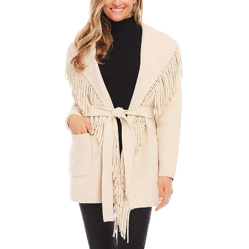 Womens Fringe Belted Open FrontWindbreakers