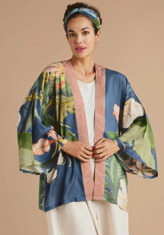 Powder Delicate Tropics Kimono Jacket, IndigoMetallic Jackets