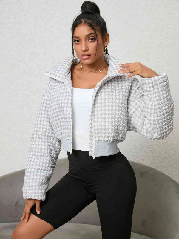 Houndstooth Zip-Up JacketTravel Jackets