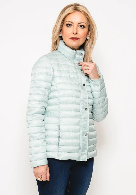 Leon Collection Ribbon Trim Quilted Jacket, Mint GreenCropped Jackets