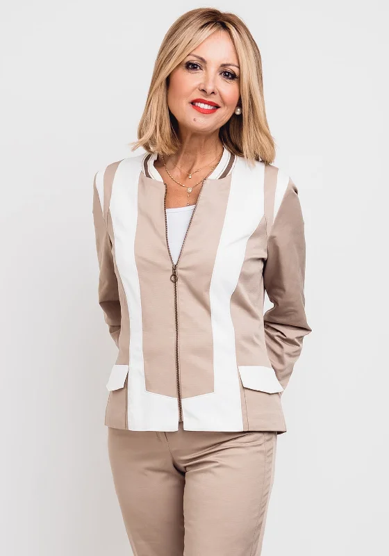 Meri Esca Colour Block Jacket, Beige & WhiteSummer Jackets