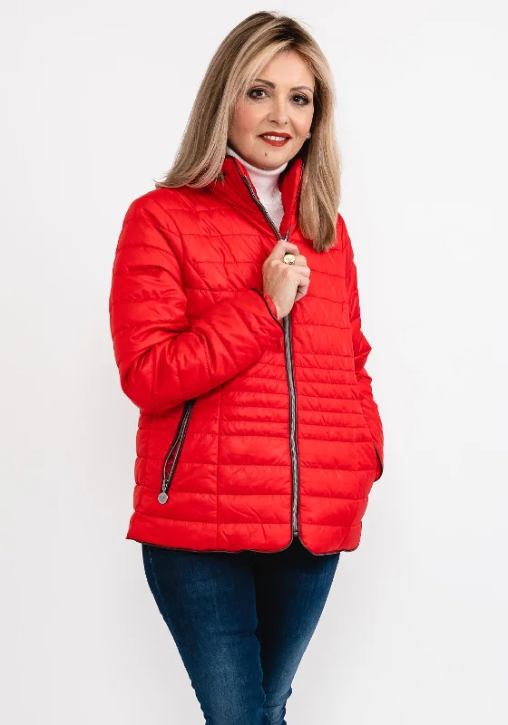 Normann Zipped Collar Quilted Jacket, RedFlannel Jackets