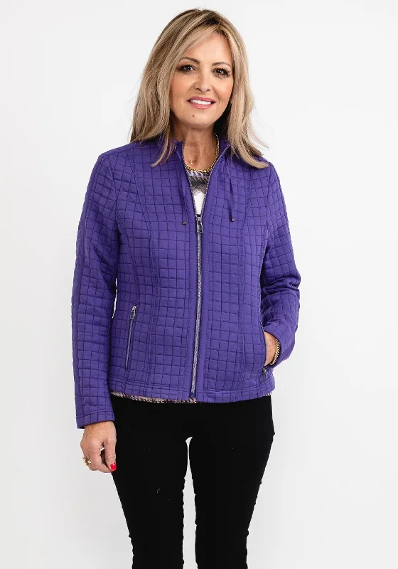 Rabe Square Quilted Zip Jersey Jacket, PurpleTrack Jackets