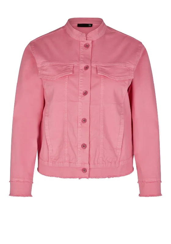 Rabe Frayed Trim Cotton Jacket, PinkQuilted Jackets