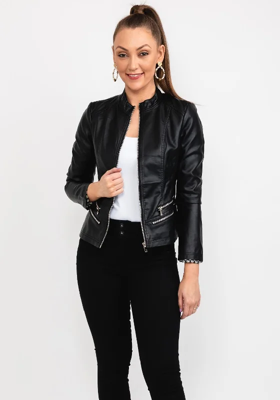 Seventy1 Faux Leather Biker Jacket, BlackMilitary Jackets