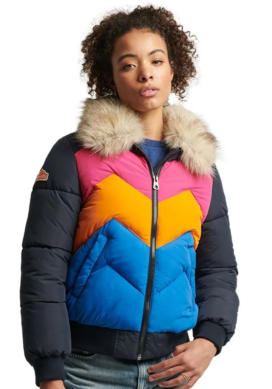 Superdry Womens Vintage Retro Puffer Jacket, MultiReflective Jackets