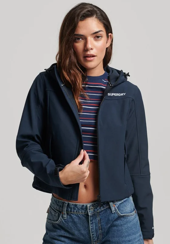 Superdry Womens Code Tekker Softshell Jacket, NavyTasseled Jackets