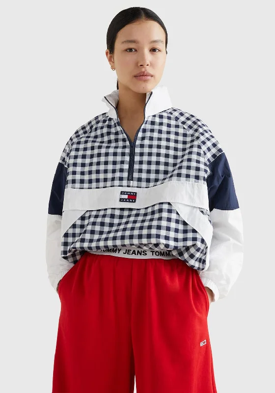 Tommy Jeans Womens Gingham Light Jacket, Twilight NavyBomber Jackets