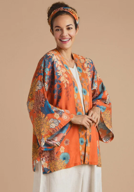 Powder Trailing Wisteria Kimono Jacket, TerracottaGlitter Jackets