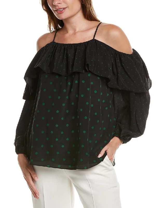 Elie Tahari Off-The-Shoulder Silk BlouseDenim Shirts