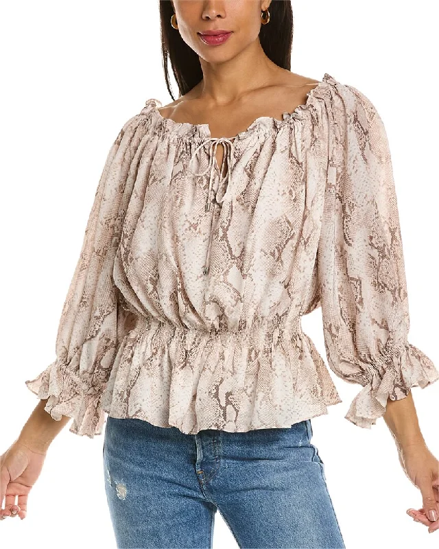 Elie Tahari Off-The-Shoulder Silk BlouseGraphic Shirts