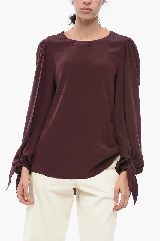 Chloe Silk Blouse with Puffed Sleeves 38 Italian sizeBranded Shirts