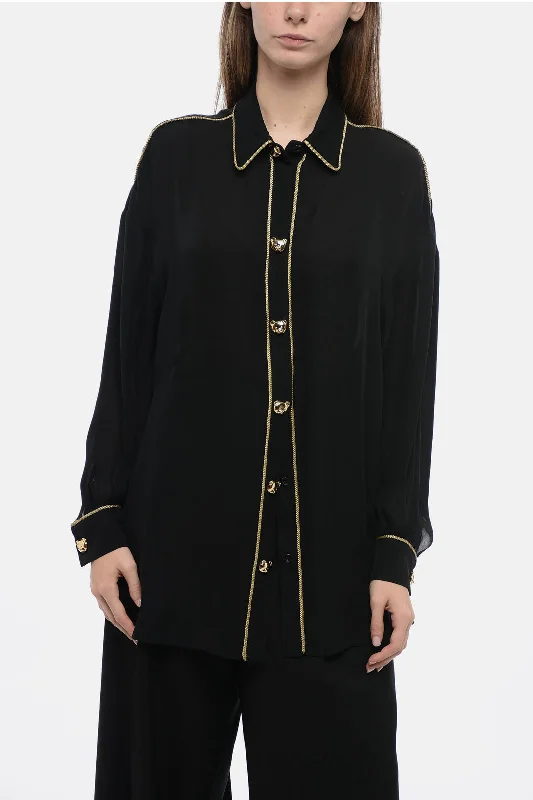 Moschino COUTURE Chiffon Blouse with Jewel Buttons 40 Italian sizeCollaborative Shirts