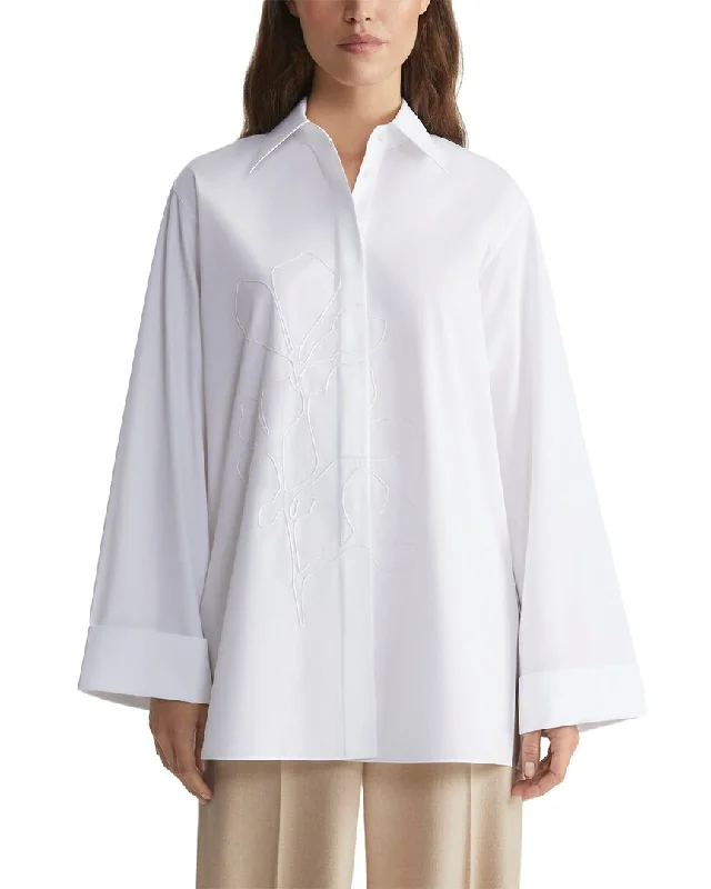 Lafayette 148 New York Embellished Foldover Cuff Over BlousePerformance Shirts