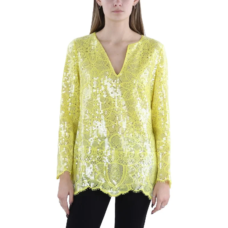 Ellie Womens Lace Sequin BlouseRainproof Shirts