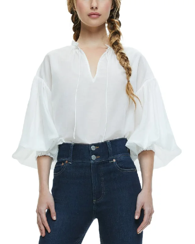 Alice + Olivia Julius Vluminus Blouson Sleeve Silk-Blend BlouseLuxury Shirts