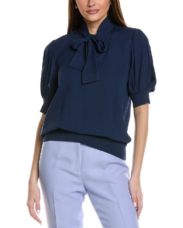 Lafayette 148 New York Blouson Silk BlouseYoga Shirts