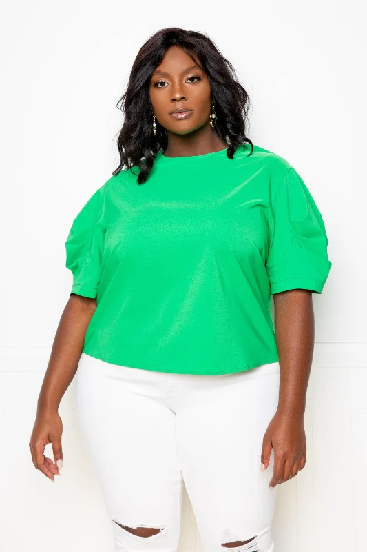 Ruched Puff Sleeve Blouse TopPlush Shirts