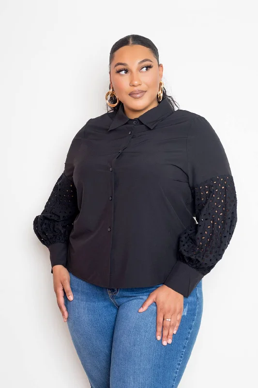 Blouse With Punched SleevesAsymmetrical Shirts