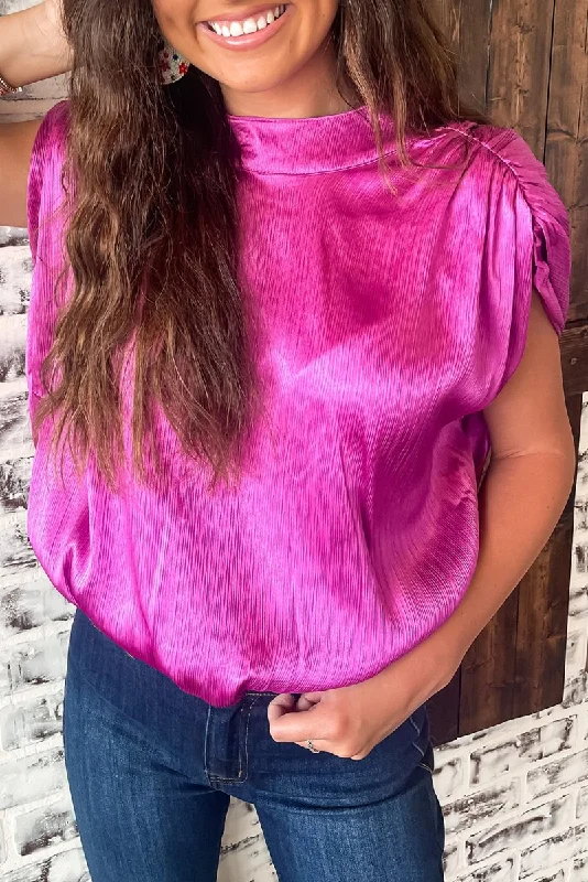 Bright Pink Knotted Backless BlouseRunning Shirts