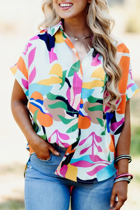 Whitney Leafy Multicolor Abstract BlouseDenim Shirts