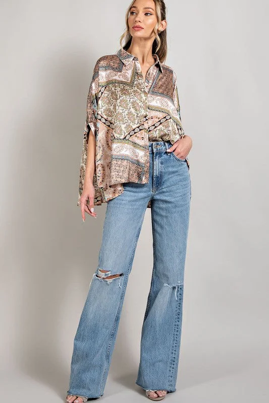 Printed Half Sleeve Blouse TopFishing Shirts